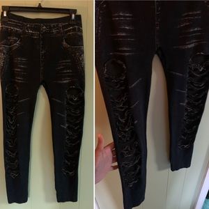 Washed ripped jeggings